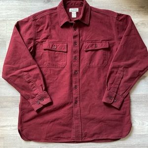 Vintage L.L. Bean 100% Cotton Red Long Sleeve Flannel Men’s Size Large